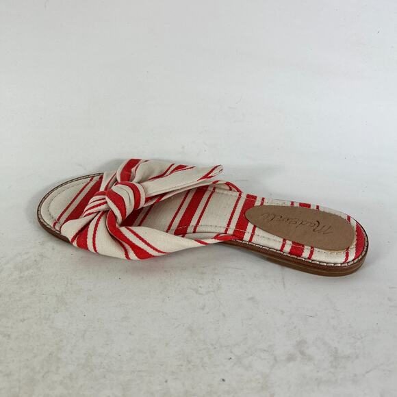 Madewell Naida Half Bow Slide Sandals Womens 6.5 Red White Striped Fabric Preppy - Picture 6 of 9